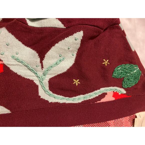 ANTHROPOLOGIE Embroidered floral Long OS Open Long Sweater Red
Cotton Blend - Picture 8 of 10